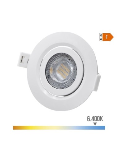 DOWNLIGHT LED EMPOTRAR 9W 806Lm RA80 6400K REDONDO MARCO BLANCO EDM