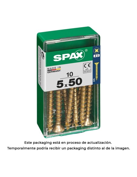 CAJA 10 uds. TORNILLO MADERA 397 CAB. PLANA YELLOX 50x50mm 397