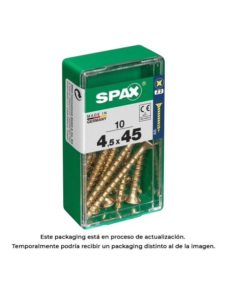 CAJA 10 uds. TORNILLO MADERA 397 CAB. PLANA YELLOX 45x45mm 397