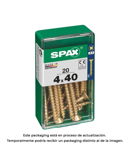 CAJA 20 uds. TORNILLO MADERA 397 CAB. PLANA YELLOX 40x40mm 397