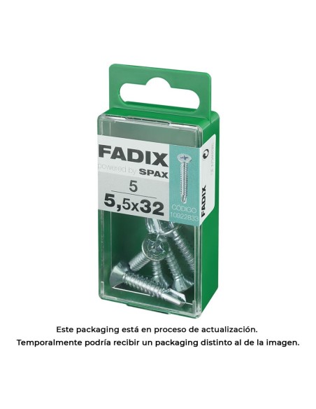 CAJA S 5 uds. TORNILLO ROSCA CHAPA CP AUTOT. CINC 55x32mm FADIX