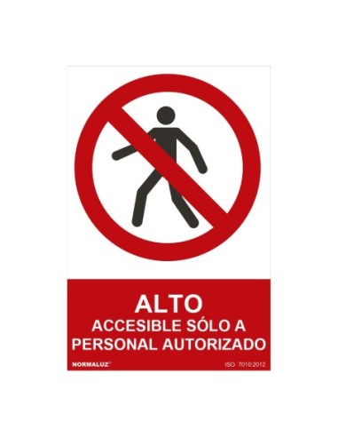 E3/08982 SEÑAL PROHIBIDO "ALTO ACCESIBLE SÓLO A PERSONAL AUTORIZADO" (PVC 0.7MM)  30X40CM