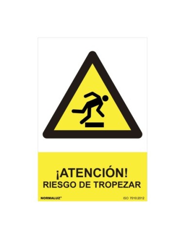 E3/08909 SEÑAL PELIGRO "ATENCION RIESGO DE TROPEZAR" (PVC 0.7MM)  30X40CM