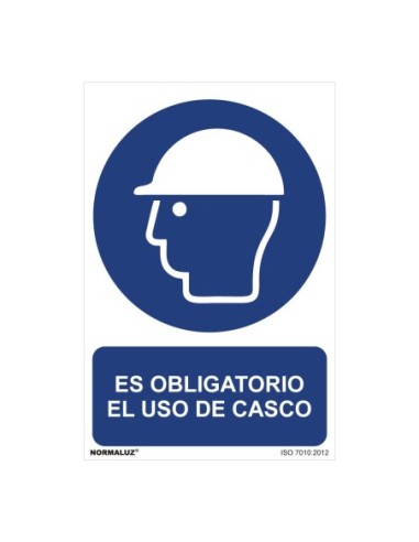 E3/08963 SEÑAL USO OBLIGATORIO "ES OBLIGATORIO EL USO DE CASCO" (PVC 0.7MM)  30X40CM