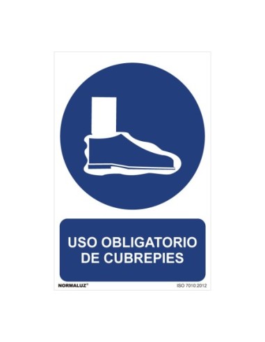 E3/08973 SEÑAL USO OBLIGATORIO "USO OBLIGATORIO DE CUBREPIES" (PVC 0.7MM)  30X40CM