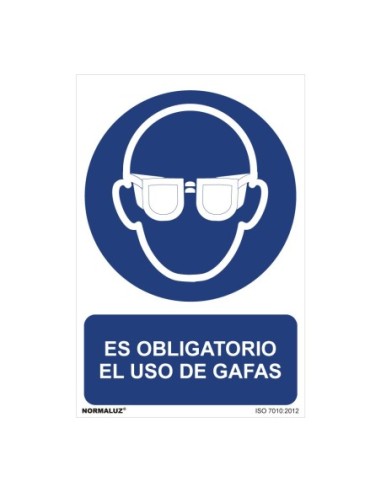 E3/08964 SEÑAL USO OBLIGATORIO "ES OBLIGATORIO EL USO DE GAFAS" (PVC 0.7MM)  30X40CM