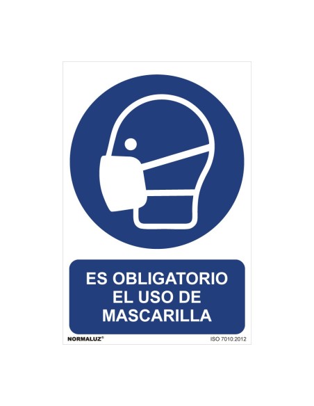 E3/08971 SEÑAL USO OBLIGATORIO "ES OBLIGATORIO EL USO DE MASCARILLA" (PVC 0.7MM)  30X40CM