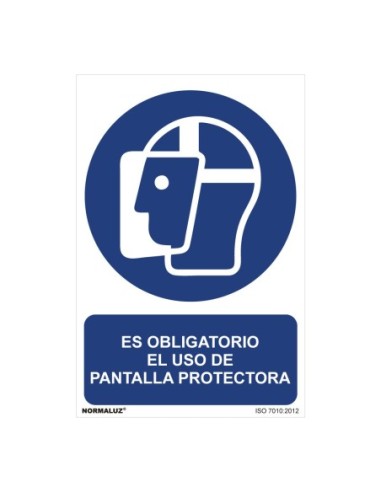 E3/08967 SEÑAL USO OBLIGATORIO "ES OBLIGATORIO EL USO DE PANTALLA PROTECTORA" (PVC 0.7MM)  30X40CM