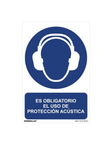 E3/08969 SEÑAL USO OBLIGATORIO "PASO OBLIGATORIO EL USO DE PROTECCION ACÚSTICA" (PVC 0.7MM)  30X40CM