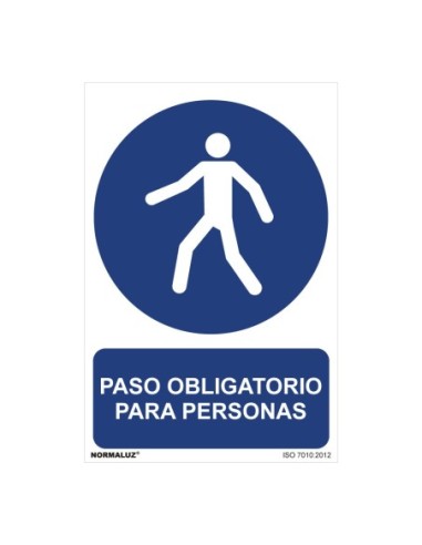 E3/08968 SEÑAL USO OBLIGATORIO "PASO OBLIGATORIO PARA PERSONAS" (PVC 0.7MM)  30X40CM