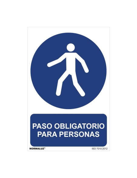 E3/08968 SEÑAL USO OBLIGATORIO "PASO OBLIGATORIO PARA PERSONAS" (PVC 0.7MM)  30X40CM