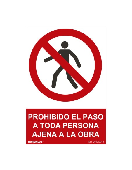 E3/08985 SEÑAL PROHIBIDO "PROHIBIDO EL PASO A TODA PERSONA AJENA A LA OBRA" (PVC 0.7MM)  30X40CM