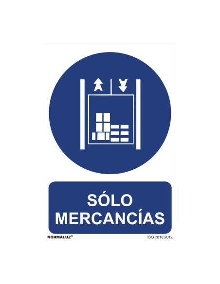 E3/08970 SEÑAL USO OBLIGATORIO "SÓLO MERCANCÍAS" (PVC 0.7MM)  30X40CM