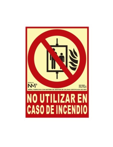 E3/08949 SEÑAL DE EXTINCIÓN "NO UTILIZAR EN CASO DE INCENDIO" CLASE B (PVC 0.7MM)  21X30CM