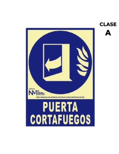 E3/08946 SEÑAL DE EXTINCIÓN "PUERTA CORTAFUEGOS CERRAR DESPUES DE UTILITZAR" CLASE A (PVC 1MM)  21X30CM