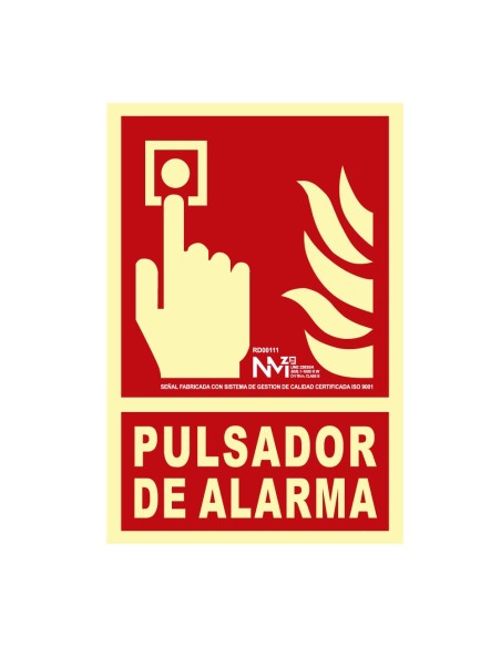 E3/08945 SEÑAL DE EXTINCIÓN "PULSADOR DE ALARMA" CLASE B (PVC 0.7MM)  21X30CM