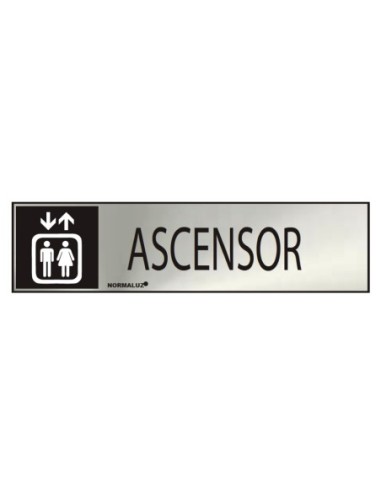 E3/08939 CARTEL INFORMATIVO "ASCENSOR" (INOX ADHESIVO 0.8MM)  5X20CM