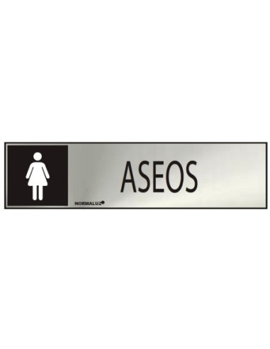 E3/08937 CARTEL INFORMATIVO "ASEOS" MUJER (INOX ADHESIVO 0.8MM)  5X20CM