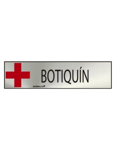 E3/08896 CARTEL INFORMATIVO "BOTIQUIN" (INOX ADHESIVO 0.8MM)  5X20CM