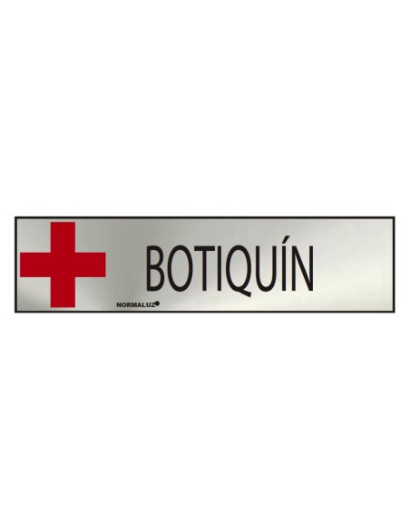 E3/08896 CARTEL INFORMATIVO "BOTIQUIN" (INOX ADHESIVO 0.8MM)  5X20CM