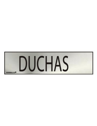 E3/08894 CARTEL INFORMATIVO "DUCHAS" (INOX ADHESIVO 0.8MM)  5X20CM