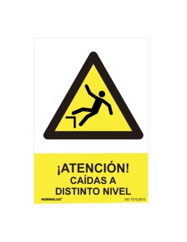 E3/08914 SEÑAL PELIGRO "ATENCION CAIDAS A DISTINTO NIVEL" (PVC 0.7MM)  30X40CM