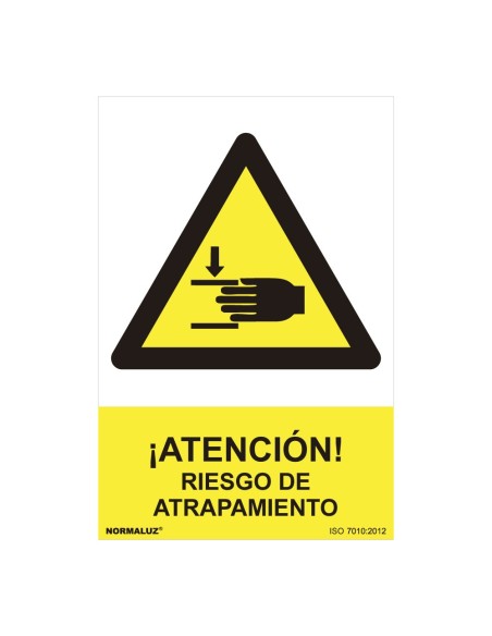 E3/08999 SEÑAL PELIGRO "ATENCION RIESGO DE ATRAPAMIENTO" (PVC 0.7MM)  30X40CM