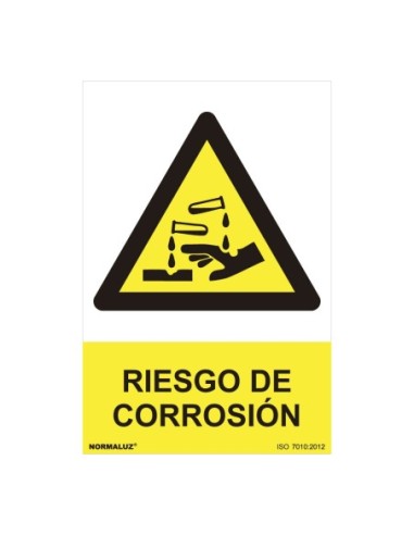 E3/08997 SEÑAL PELIGRO "RIESGO DE CORROSIÓN" (PVC 0.7MM)  30X40CM