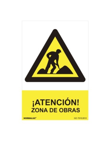 E3/08919 SEÑAL PELIGRO "ZONA DE OBRAS" (PVC 0.7MM)  30X40CM