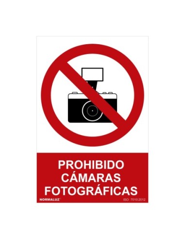 E3/08989 SEÑAL PROHIBIDO "PROHIBIDO CAMARAS FOTOGRAFICAS" (PVC 0.7MM)  30X40CM