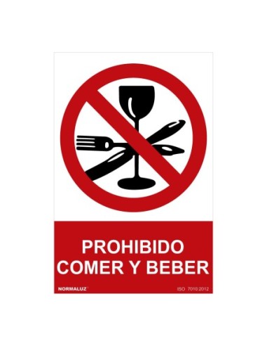 E3/08984 SEÑAL PROHIBIDO "PROHIBIDO COMER Y BEBER" (PVC 0.7MM)  30X40CM