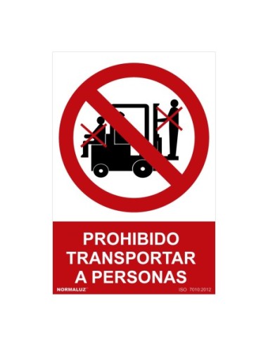 E3/08987 SEÑAL PROHIBIDO "PROHIBIDO TRANSPORTAR A PERSONAS" (PVC 0.7MM)  30X40CM