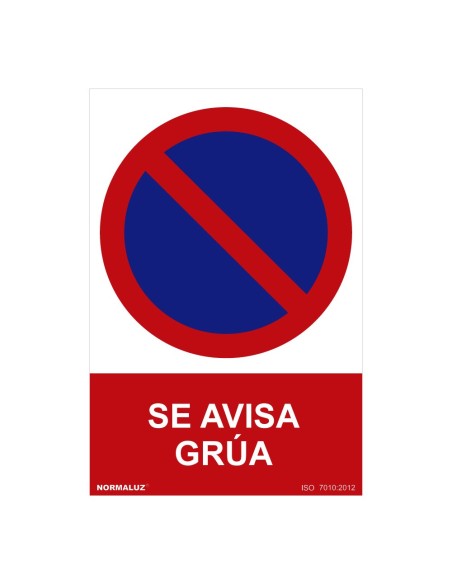 E3/08991 SEÑAL PROHIBIDO "SE AVISA GRUA" (PVC 0.7MM)  30X40CM