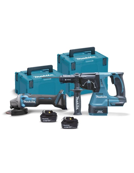 MAKITA DLX2125TJ1 Kit combo DGA504Z+DHR243Z 18V 50Ah (2 baterías y cargador)