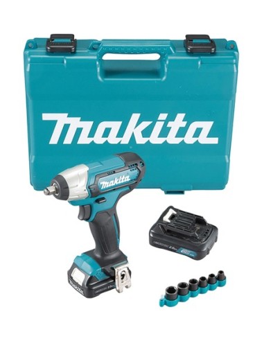 MAKITA TW140DSAEX Llave de impacto a batería 12V CXT 140Nm + Llaves de vaso (2 baterías y cargador)