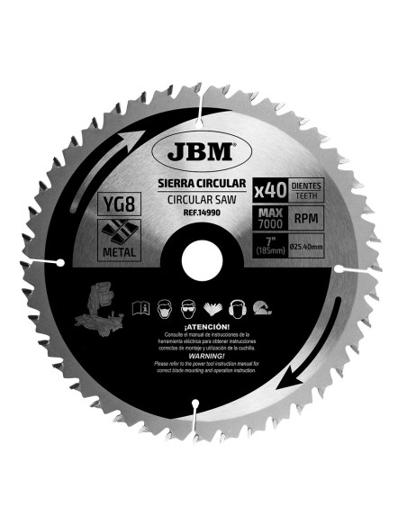 JBM 14990 HOJA DE SIERRA CIRCULAR 40T 185MM PARA METAL PARA REF. 60022