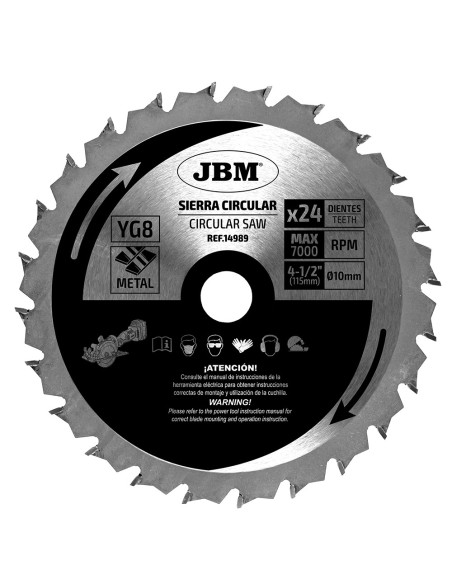 JBM 14989 HOJA DE SIERRA CIRCULAR 24T 115MM PARA METAL PARA REF. 60011