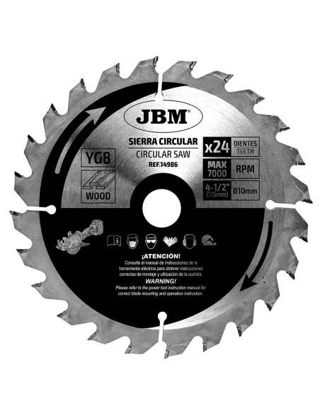 JBM 14986 HOJA DE SIERRA CIRCULAR 24T 115MM PARA MADERA PARA REF. 60011