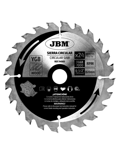 JBM 14985 HOJA DE SIERRA CIRCULAR 24T 165MM PARA MADERA PARA REF. 60007