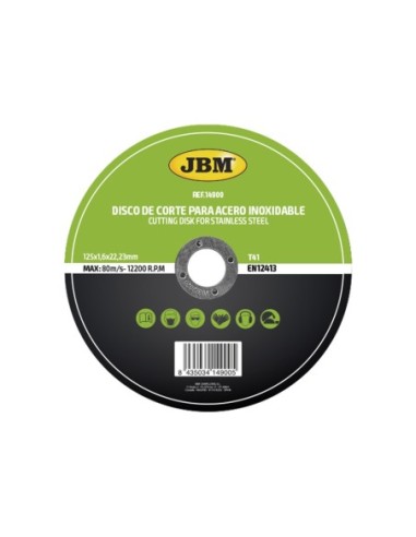 JBM 14900 DISCO DE CORTE T41 PARA ACERO INOXIDABLE 125X1.6MM