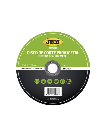 JBM 14894 DISCO DE CORTE T42 PARA METAL 125X2.5MM