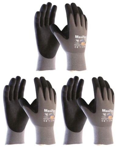 3 pares de guantes de trabajo ATG MaxiFlex® Ultimate™ con AD-APT® 42-874 (Talla 10)