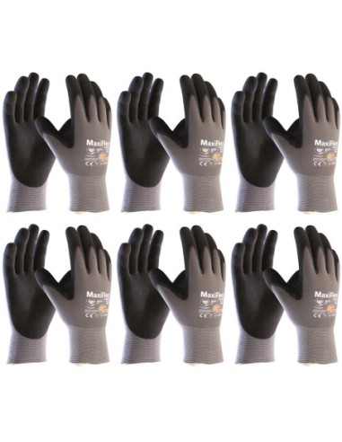 6 pares de guantes de trabajo ATG MaxiFlex® Ultimate™ con AD-APT® 42-874 (Talla 10)