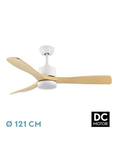 Ventilador de techo Fabrilamp modelo AZABACHE blanco y haya  (Ø 121 cm)