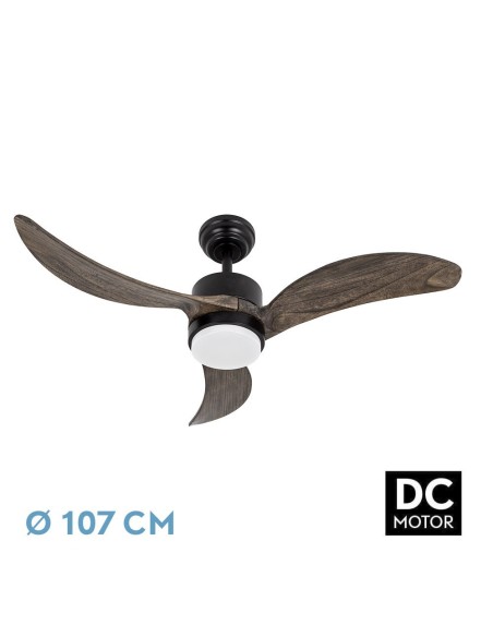 Ventilador de techo Fabrilamp modelo BEMBEZAR negro y roble  (Ø 107 cm)