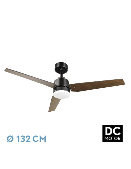 Ventilador de techo Fabrilamp modelo CAPTUS negro y roble  (Ø 132 cm)