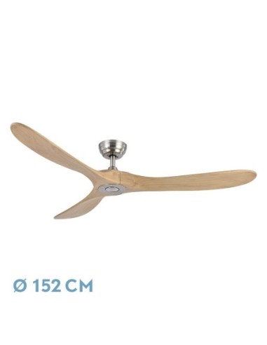 Ventilador de techo Fabrilamp modelo MARÍN níquel y haya  (Ø 152 cm)