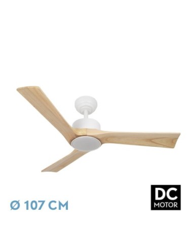 Ventilador de techo Fabrilamp modelo ORINOCO blanco y haya  (Ø 107 cm)