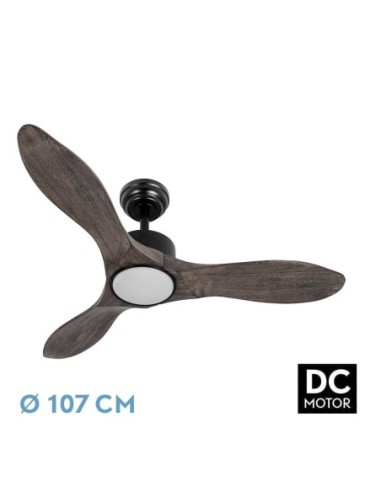 Ventilador de techo Fabrilamp modelo SEGRE negro y roble  (Ø 107 cm)