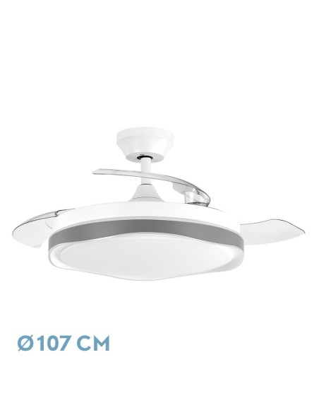 Ventilador de techo retráctil Fabrilamp modelo BLONDI blanco y gris  (Ø 107 cm)